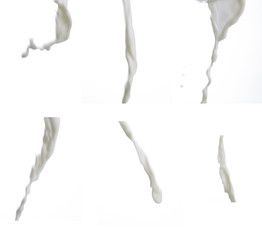 Milk splash collection isolated on white background