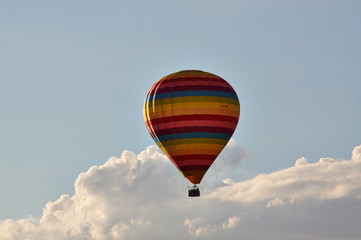 Walking balloon and the panorama of the mountains.