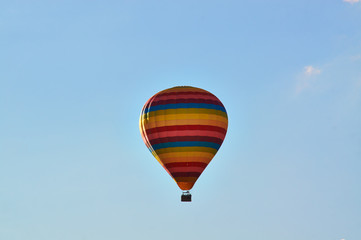 Walking balloon and the panorama of the mountains.