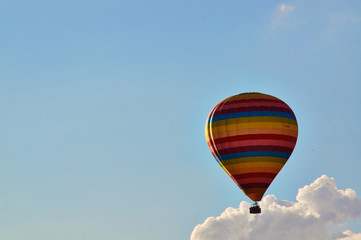 Walking balloon and the panorama of the mountains.