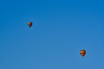 Walking balloon and the panorama of the mountains.