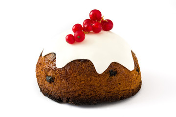 Christmas pudding isolated on white background


