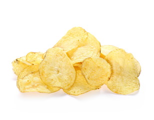 Potato chips isolated on white background