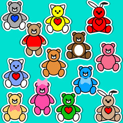 Set of of Bear, Rabbit and Cat. Vector illustration EPS10 for sticker, label or price tag