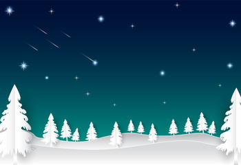 Night sky with star and comet, landscape nature background