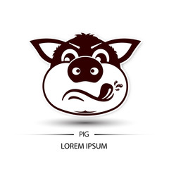 Pig face touchy logo and white background vector