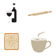 Set of bakery icons on a white background, Vector illustration