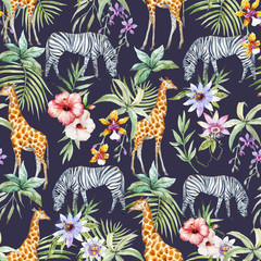 Tropical wildlife vector pattern