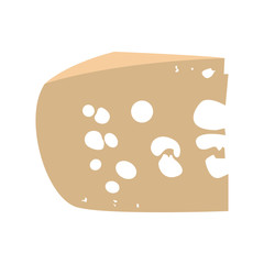 Isolated piece of cheese on a white background, Vector illustration
