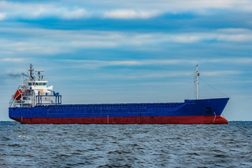 Fototapeta premium Blue cargo ship