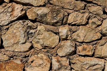 Limestone stones connected by mortar