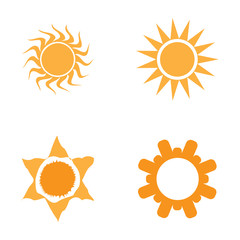 Set of sun icons on a white background, Vector illustration