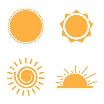 Set of sun icons on a white background, Vector illustration