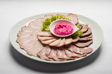 Tasty dishes of eastern european cuisine isolated