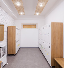 Interior view of a gym with equipment.