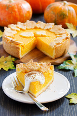 Pumpkin Pie on Thanksgiving Day feast.