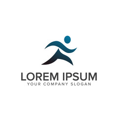 running people people logo design concept template