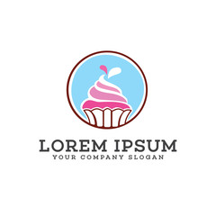 Ice cream cake logo design concept template