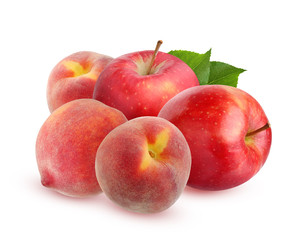 Fototapeta na wymiar Apples and peaches on a white background. Isolate.