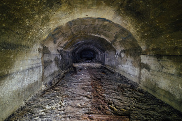 Tunnel of abandoned unfinished soviet bunker