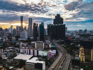 Sunrise scene of Bangkok city