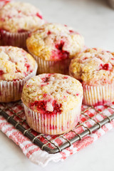 Raspberry Muffins or Cupcakes on a Cooling Rack in the Kitchen