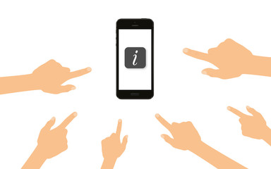 Finger zeigen auf Smartphone mit Infopoint