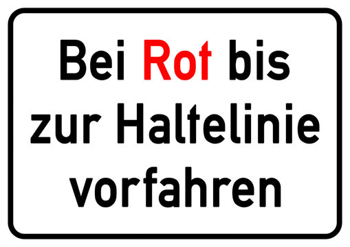ks211 Kombi-Schild - Verkehrszeichen - Bei Rot bis zur Haltelinie vorfahren - A2 A3 A4 Plakat xxl - g5322