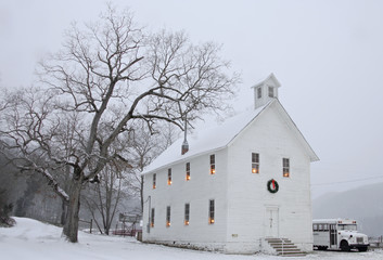Walnut Grove Church at Christmas Time, Boxley, Arkansas
