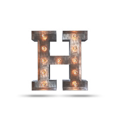 H METAL LETTER WITH LIGHT BULBS 