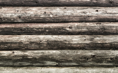 Obraz premium Natural brown log cabin wood wall. Wall texture background pattern.