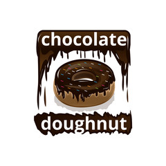 chocolate doughnut illustration, isolated on white background