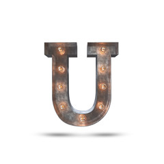 u METAL LETTER WITH LIGHT BULBS 