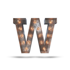 w METAL LETTER WITH LIGHT BULBS 