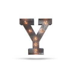 y METAL LETTER WITH LIGHT BULBS 