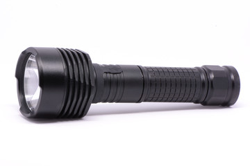 Isolated black flashlight on white background