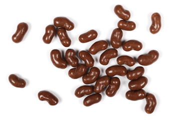 Chocolates isolated on white background, top view