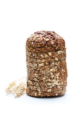 Sliced  rye bread isolated on white background