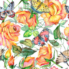 Fototapeta na wymiar Wildflower rose flower pattern in a watercolor style. Full name of the plant: rose. Aquarelle wild flower for background, texture, wrapper pattern, frame or border.