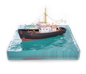 Fototapeta premium Boat on sea surface