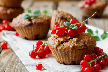 Healthy muffins with red currants