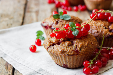Healthy muffins with red currants
