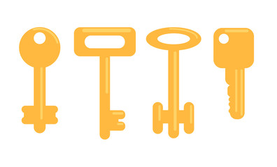 Flat golden keys set