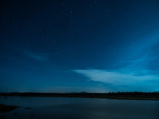 Fototapeta na wymiar starry night at the pond