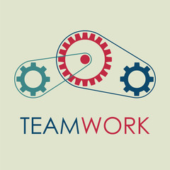 Teamwork with gears concept. Vector Illustration.
