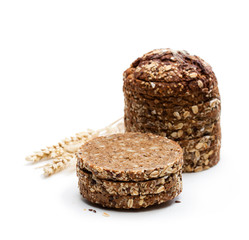 Sliced  rye bread isolated on white background