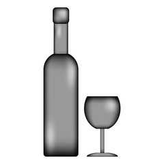Bottle and glasse icon sign.