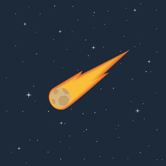 burning comet flying in space  - obrazy, fototapety, plakaty