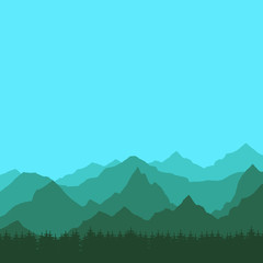 Background with green and blue mountain peaks