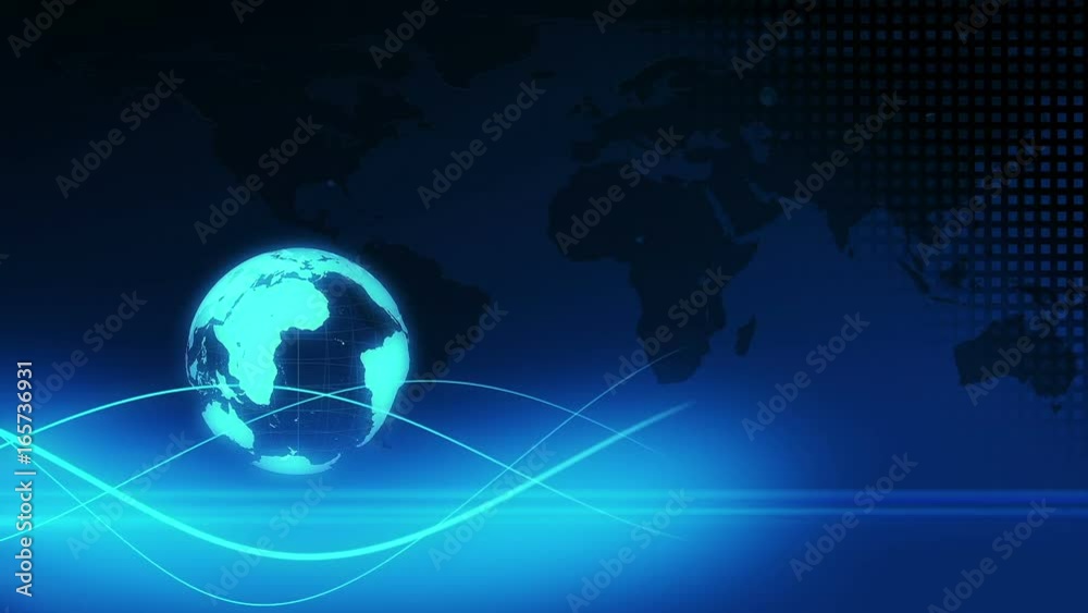 Sticker earth technology, business and communications background loop 2 in 1 blue and green interface.